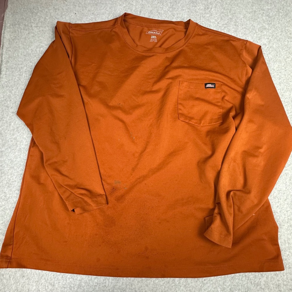 Dickies Mens 2XL Burnt Orange Long Sleeve Pocket Temp-i-genine Performance Shirt